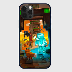 Чехол для iPhone 12 Pro Майнкрафт - воин в алмазной броне, цвет: 3D-черный