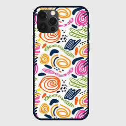 Чехол для iPhone 12 Pro Яркие спирали, цвет: 3D-черный