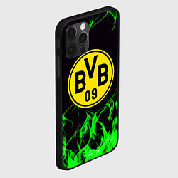 Чехол для iPhone 12 Pro Borussia зелёный огонь, цвет: 3D-черный — фото 2