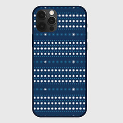 Чехол для iPhone 12 Pro Снежинки на темно синем, цвет: 3D-черный