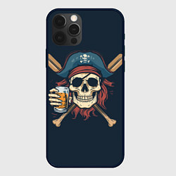 Чехол для iPhone 12 Pro Пират с бокалом, цвет: 3D-черный