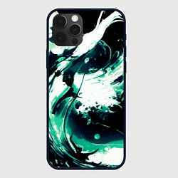 Чехол для iPhone 12 Pro Чёрно-зелёный абстракция волна, цвет: 3D-черный