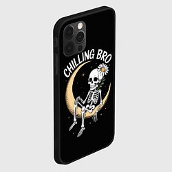 Чехол для iPhone 12 Pro Скелет с ромашкой сидит на полумесяце, цвет: 3D-черный — фото 2