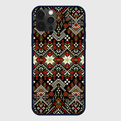 Чехол iPhone 12 Pro Традиционные росписные орнаментные узоры в славянс