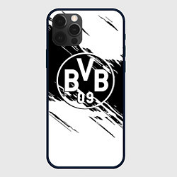 Чехол для iPhone 12 Pro Borussia черно белые полосы, цвет: 3D-черный