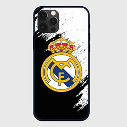 Чехол для iPhone 12 Pro Real Madrid текстура штрихи, цвет: 3D-черный