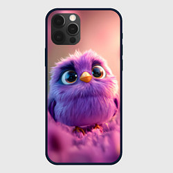 Чехол для iPhone 12 Pro Фиолетовая птичка, цвет: 3D-черный