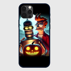 Чехол для iPhone 12 Pro Бендер с Фраем в ночь на Хэллоуин, цвет: 3D-черный