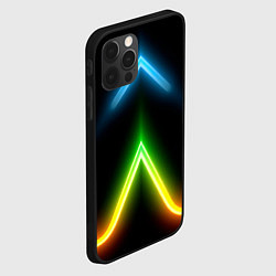 Чехол для iPhone 12 Pro Neon multicolored lines, цвет: 3D-черный — фото 2