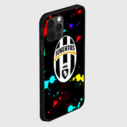 Чехол для iPhone 12 Pro Ювентус брызги красок неон, цвет: 3D-черный — фото 2