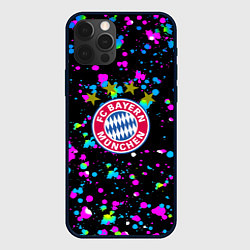 Чехол для iPhone 12 Pro Бавария Мюнхен краски неон, цвет: 3D-черный