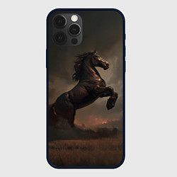 Чехол для iPhone 12 Pro Лошадь встает на дыбы, цвет: 3D-черный