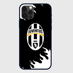 Чехол для iPhone 12 Pro Juventus белый огонь текстура, цвет: 3D-черный