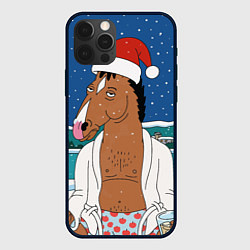 Чехол для iPhone 12 Pro Новогодний Конь Боджек, цвет: 3D-черный