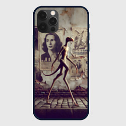 Чехол для iPhone 12 Pro Пришелец идёт вдоль стены с рваными афишами, цвет: 3D-черный