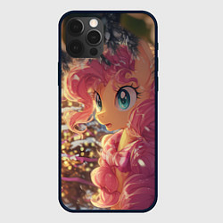 Чехол для iPhone 12 Pro Новогодняя милая пони, цвет: 3D-черный