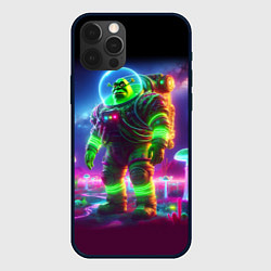 Чехол для iPhone 12 Pro Космонавт Шрук в неоновом скафандре на загадочной, цвет: 3D-черный
