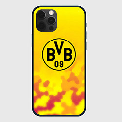 Чехол для iPhone 12 Pro Borussia камуфляж желтый текстура, цвет: 3D-черный