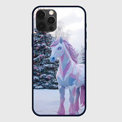 Чехол для iPhone 12 Pro Геометрическая новогодняя лошадка, цвет: 3D-черный