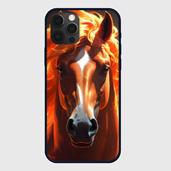 Чехол для iPhone 12 Pro Статная огненная лошадь, цвет: 3D-черный