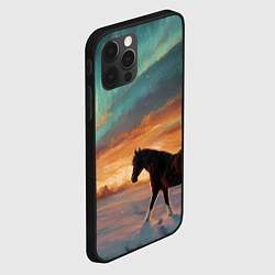 Чехол для iPhone 12 Pro Лошадь на фоне северного сиянми, цвет: 3D-черный — фото 2
