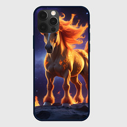 Чехол для iPhone 12 Pro Огненная лошадь в космосе, цвет: 3D-черный