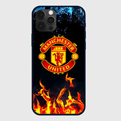 Чехол для iPhone 12 Pro Манчестер Юнайтед лёд и огонь, цвет: 3D-черный