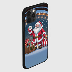 Чехол для iPhone 12 Pro Санта с мешком подарков, цвет: 3D-черный — фото 2