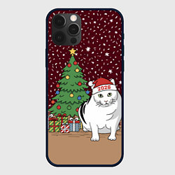Чехол для iPhone 12 Pro Кот Бендер и ёлка, цвет: 3D-черный