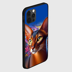 Чехол для iPhone 12 Pro Абиссинка на фоне стены с граффити, цвет: 3D-черный — фото 2
