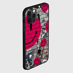 Чехол для iPhone 12 Pro Розовые смайлы граффити, цвет: 3D-черный — фото 2