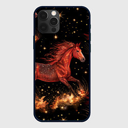 Чехол iPhone 12 Pro Огненные лошади - паттерн
