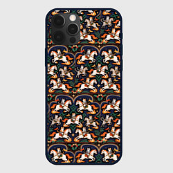 Чехол для iPhone 12 Pro Новогодние коты всадники на лошади, цвет: 3D-черный