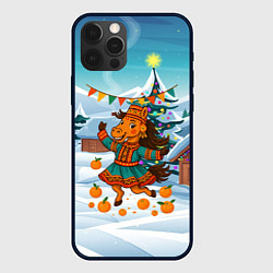 Чехол для iPhone 12 Pro Лошадь в национальном костюме, цвет: 3D-черный