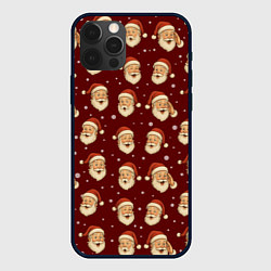 Чехол для iPhone 12 Pro Паттерн с Сантой, цвет: 3D-черный