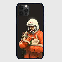 Чехол для iPhone 12 Pro Гагарин с лайкой, цвет: 3D-черный