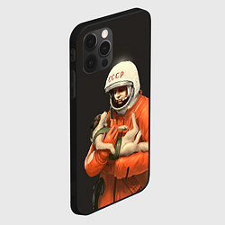 Чехол для iPhone 12 Pro Гагарин с лайкой, цвет: 3D-черный — фото 2