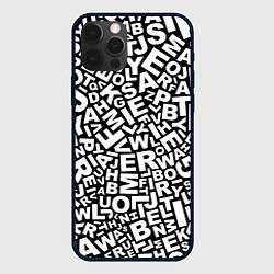 Чехол для iPhone 12 Pro Английский алфавит, цвет: 3D-черный