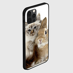 Чехол для iPhone 12 Pro Кот и кролик пушистые, цвет: 3D-черный — фото 2