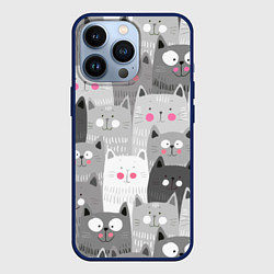 Чехол для iPhone 13 Pro Котейки 2, цвет: 3D-тёмно-синий
