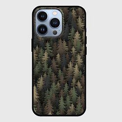 Чехол для iPhone 13 Pro Лесной камуфляж, цвет: 3D-черный