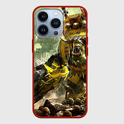 Чехол для iPhone 13 Pro WH40k warboss, цвет: 3D-красный