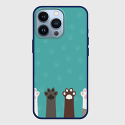 Чехол для iPhone 13 Pro Лапки котеек, цвет: 3D-тёмно-синий
