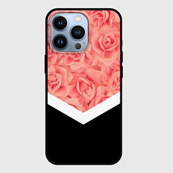 Чехол для iPhone 13 Pro Розовые розы, цвет: 3D-черный