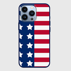 Чехол для iPhone 13 Pro USA Flag, цвет: 3D-тёмно-синий