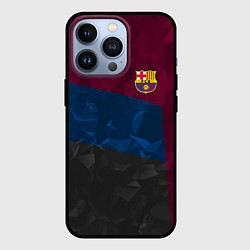 Чехол для iPhone 13 Pro FC Barcelona: Dark polygons, цвет: 3D-черный