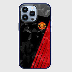 Чехол для iPhone 13 Pro FC Manchester United: Abstract, цвет: 3D-тёмно-синий