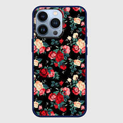 Чехол для iPhone 13 Pro Кустовые розы, цвет: 3D-тёмно-синий