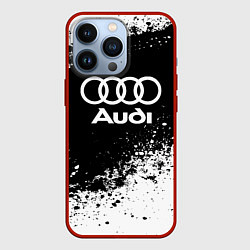 Чехол для iPhone 13 Pro Audi: Black Spray, цвет: 3D-красный