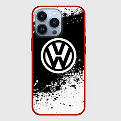 Чехол для iPhone 13 Pro Volkswagen: Black Spray, цвет: 3D-красный